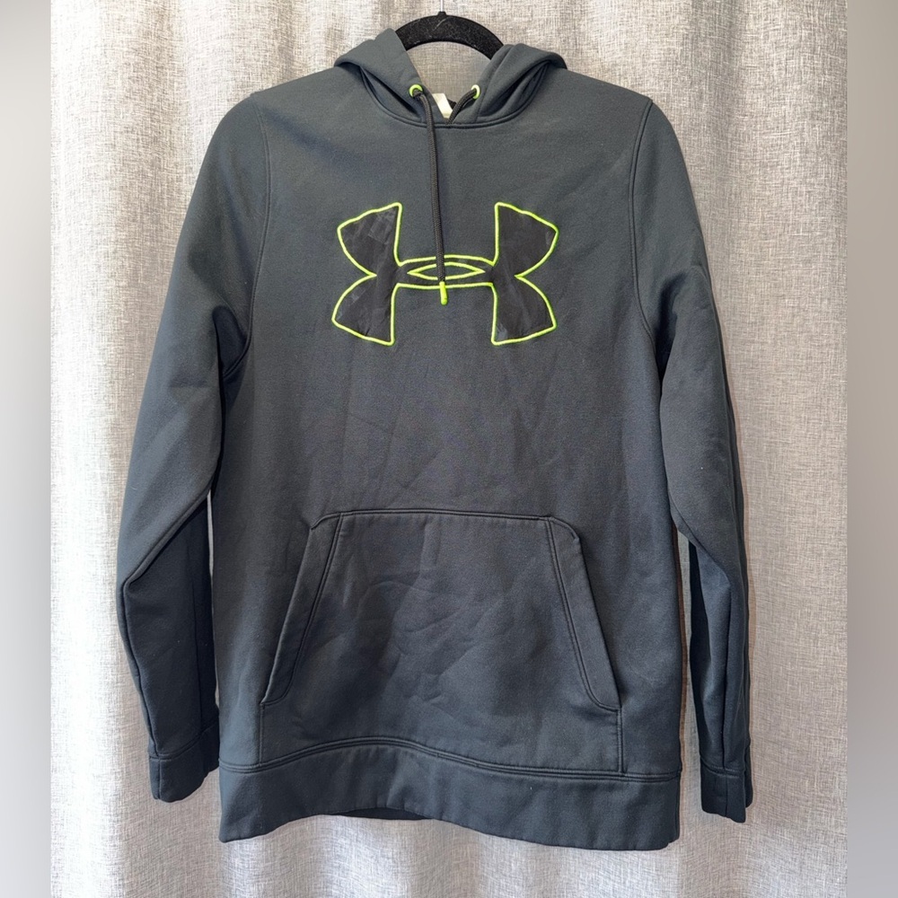 Under Armour Men's Gray Hoodie with Neon Accents Medium